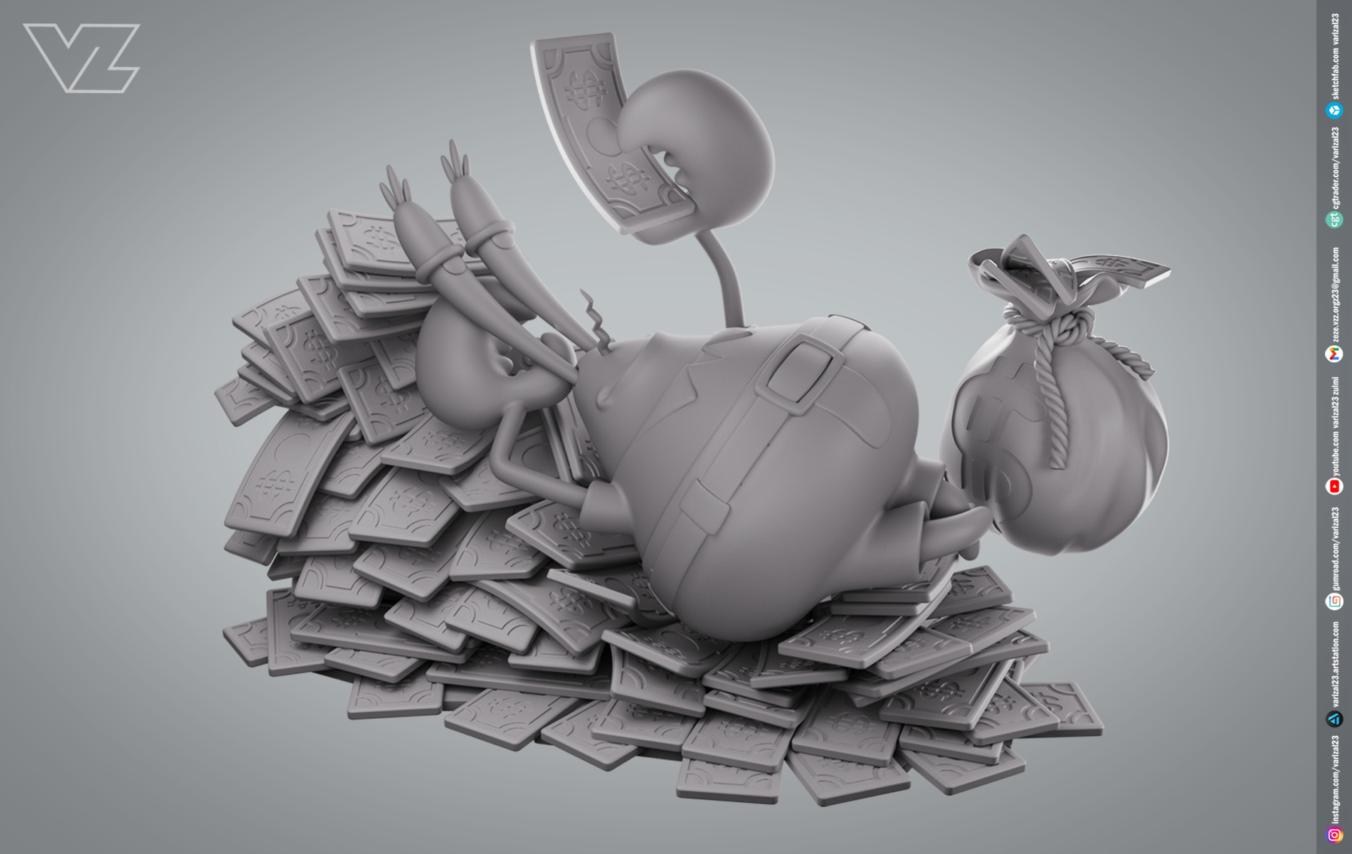 Mr Krabs Pile Of Money - SpongeBob SquarePants 3D print model_4
