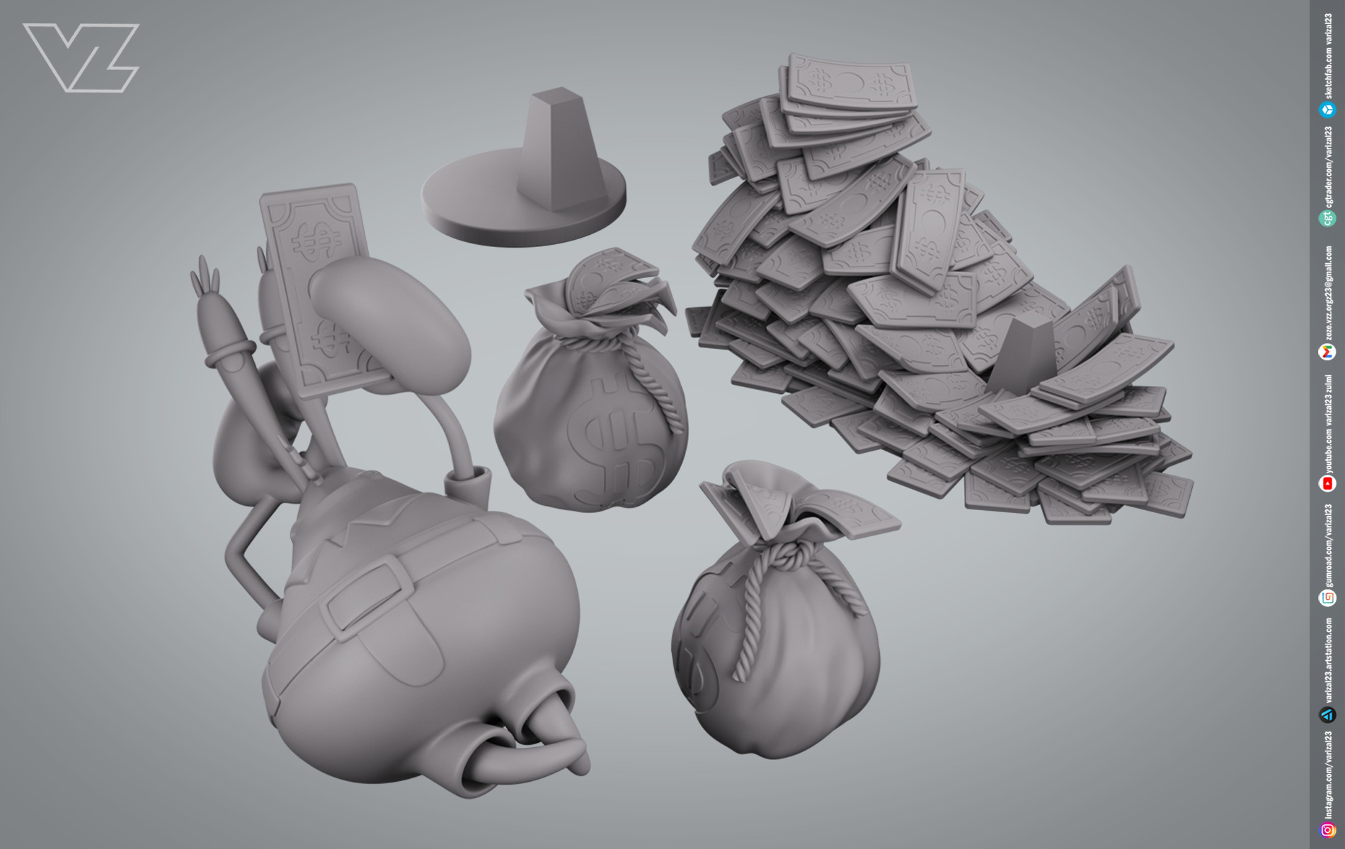 Mr Krabs Pile Of Money - SpongeBob SquarePants 3D print model_7