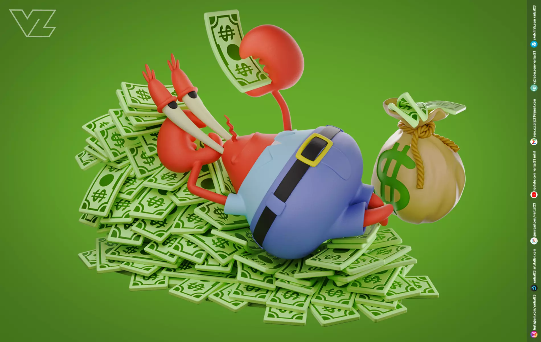 Mr Krabs Pile Of Money - SpongeBob SquarePants 3D print model_0