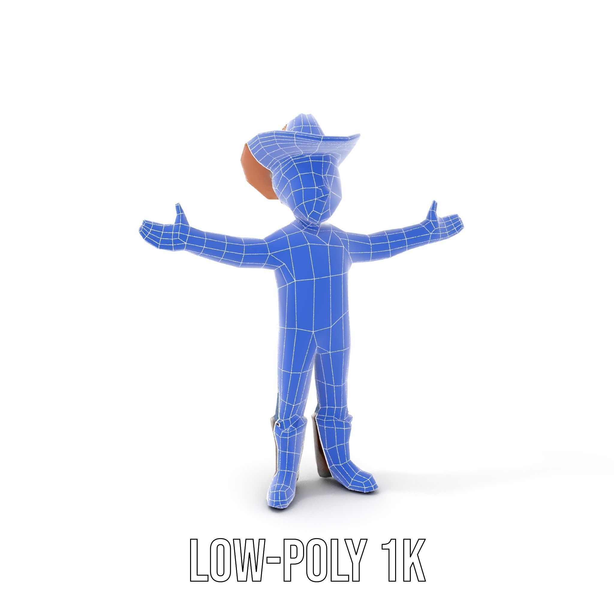 Cowboy Character Rigged and Animated D Model Low-poly 3D model_30