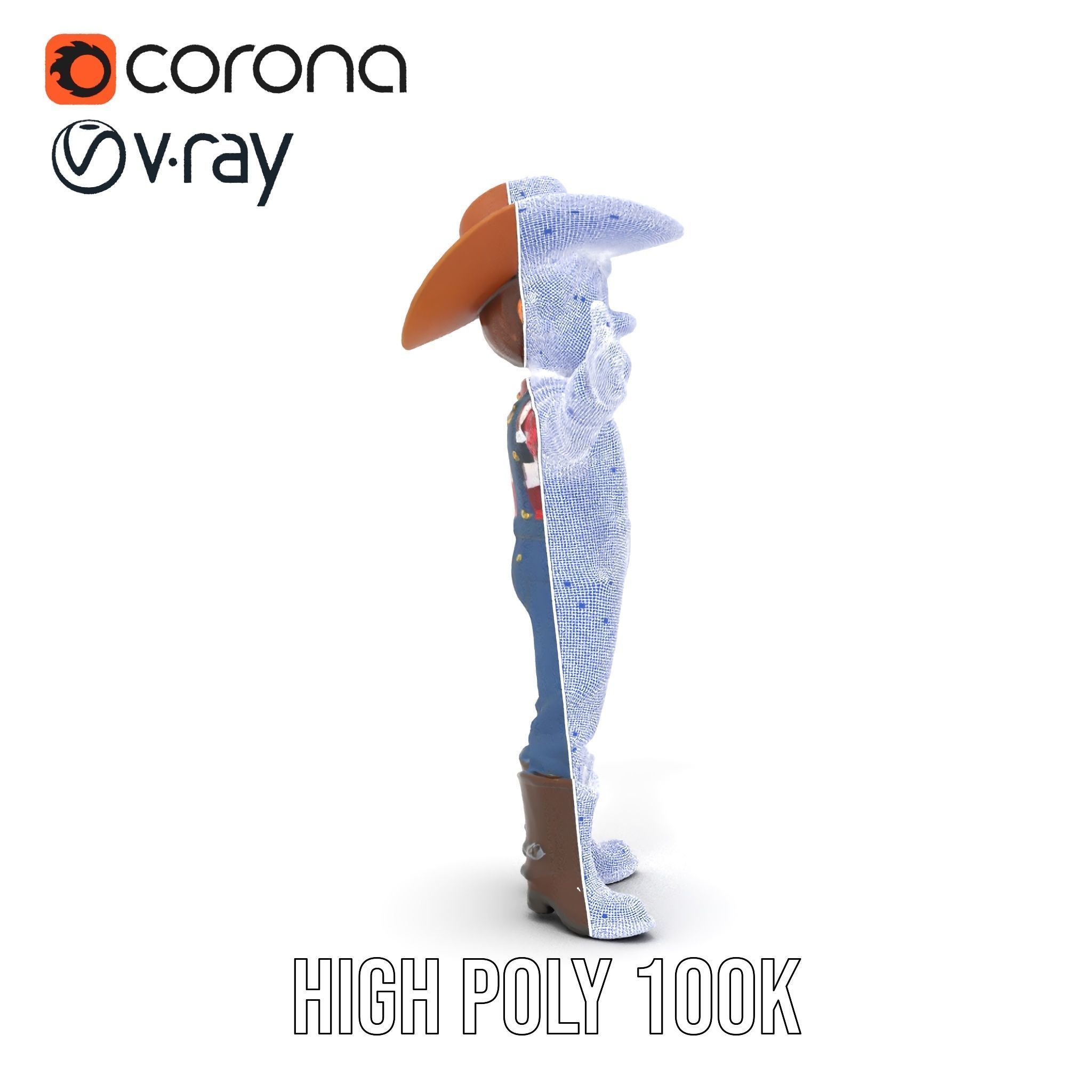 Cowboy Character Rigged and Animated D Model Low-poly 3D model_31
