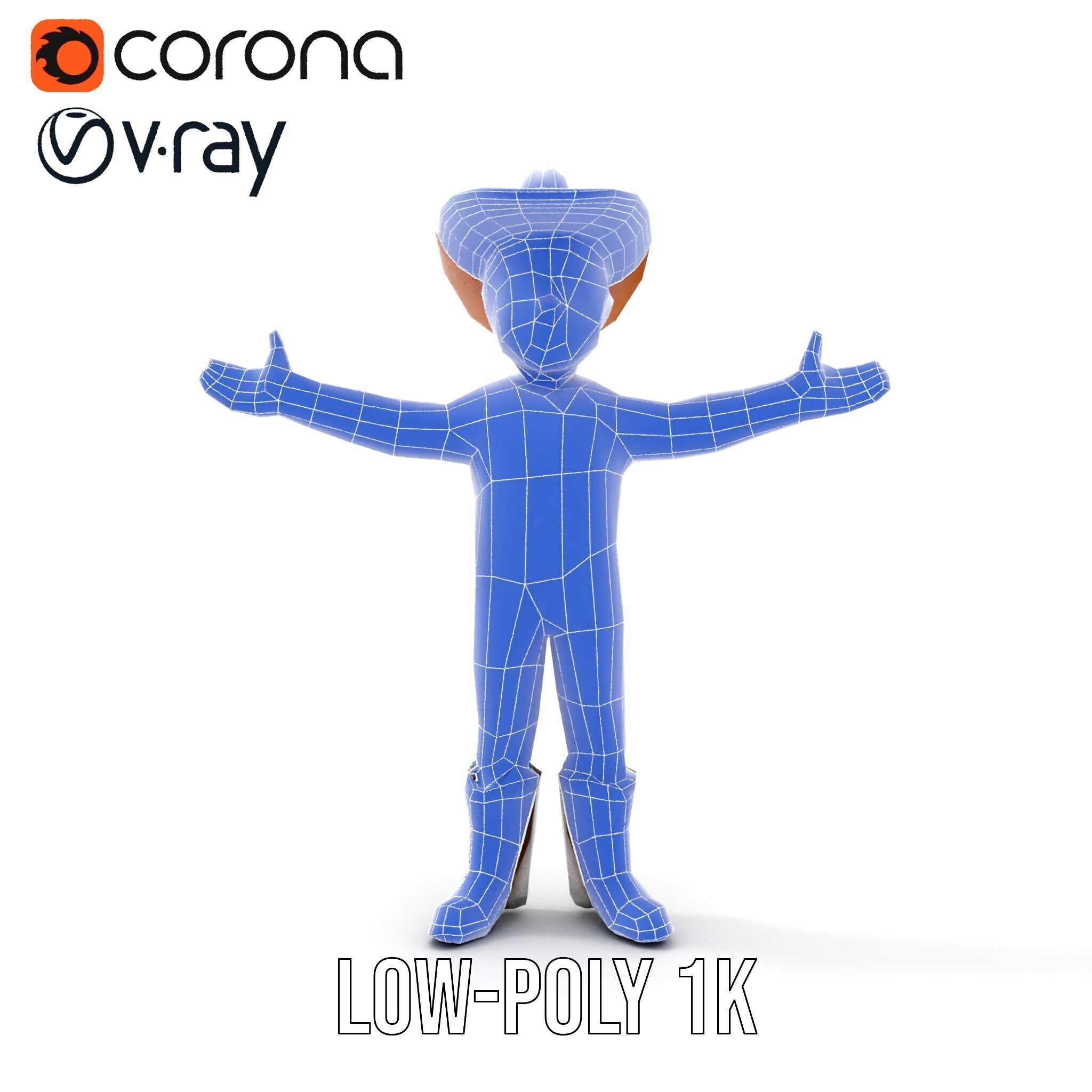 Cowboy Character Rigged and Animated D Model Low-poly 3D model_28