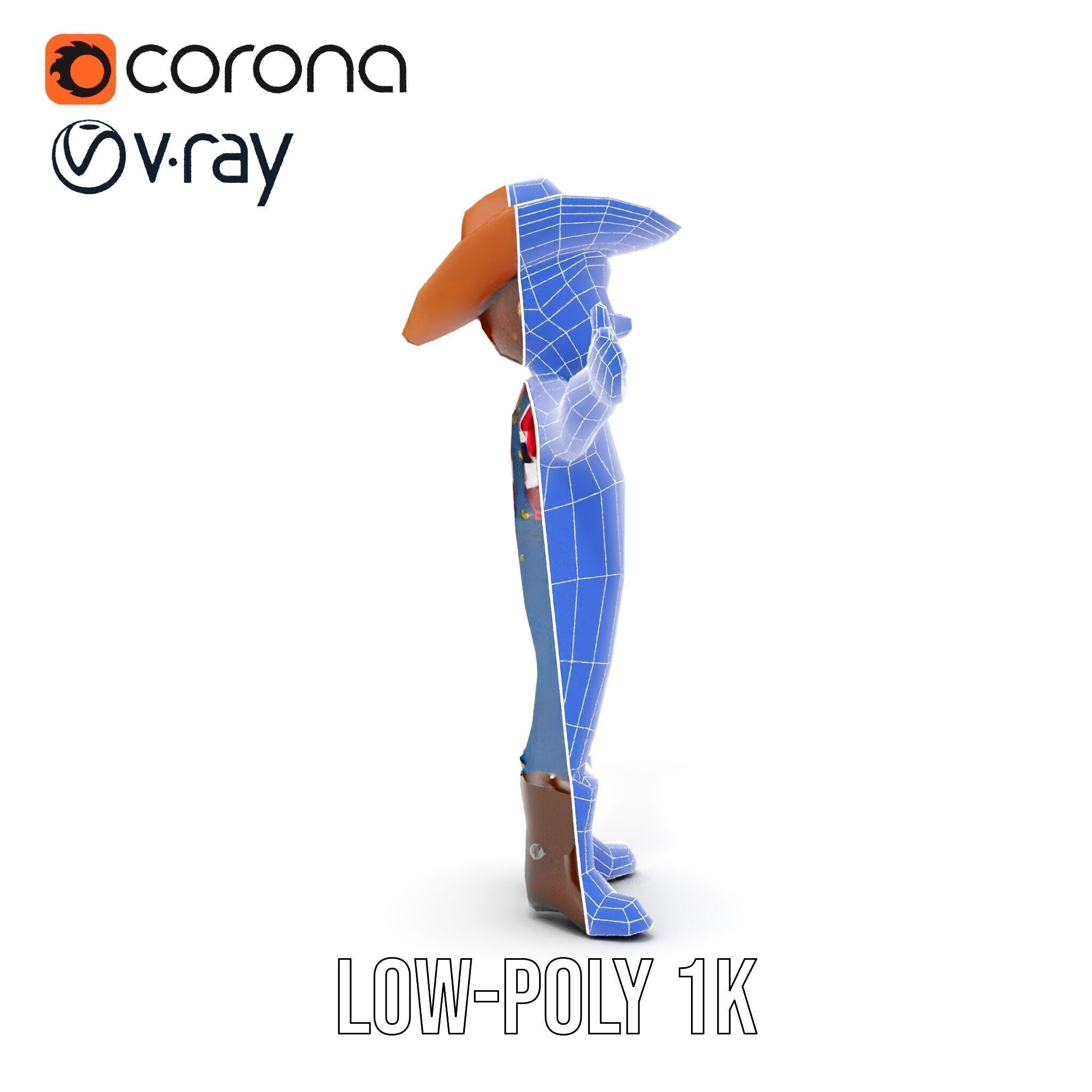 Cowboy Character Rigged and Animated D Model Low-poly 3D model_25
