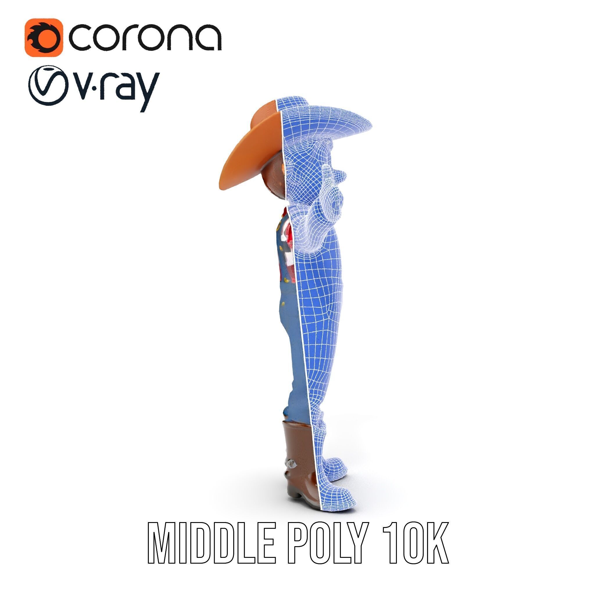 Cowboy Character Rigged and Animated D Model Low-poly 3D model_16
