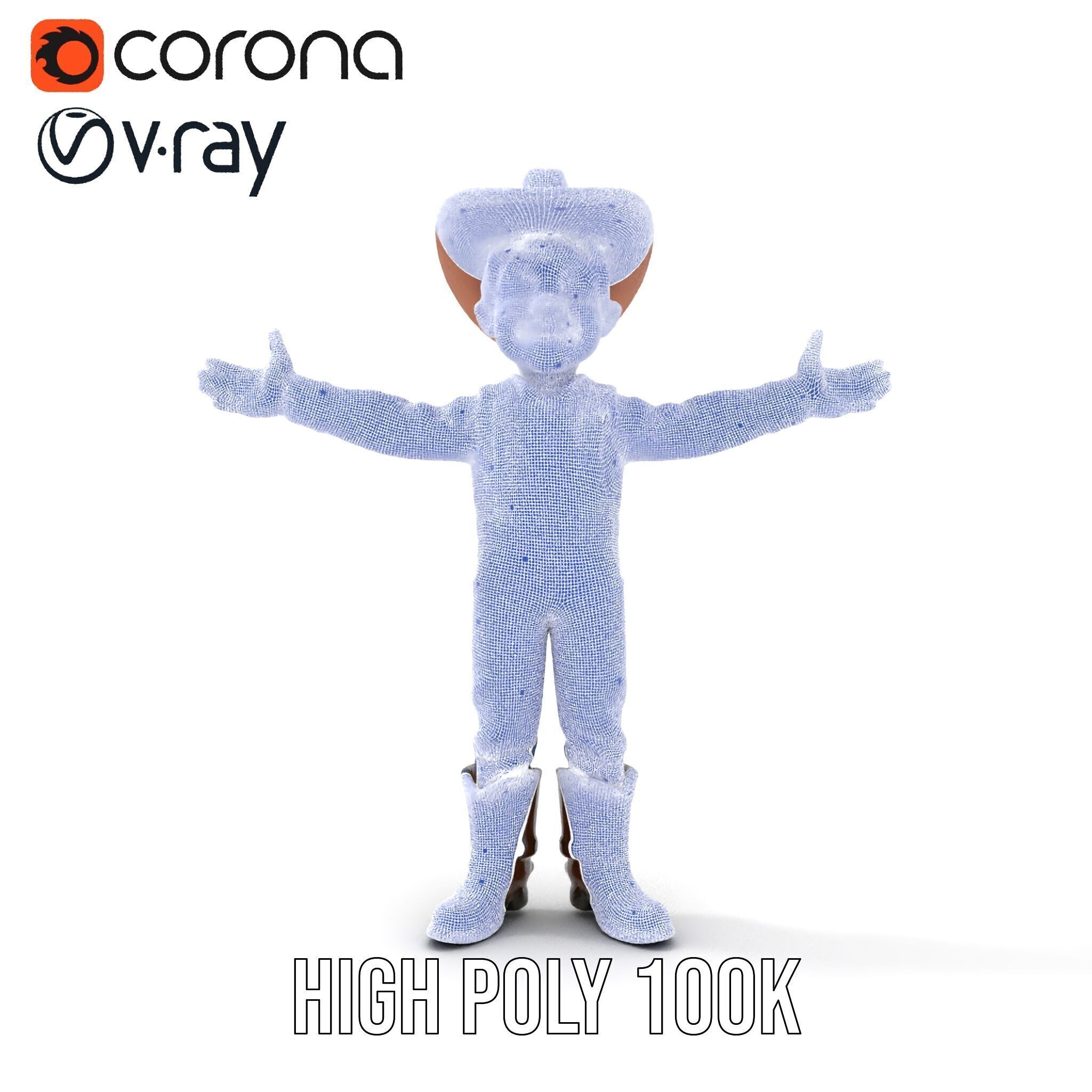 Cowboy Character Rigged and Animated D Model Low-poly 3D model_26