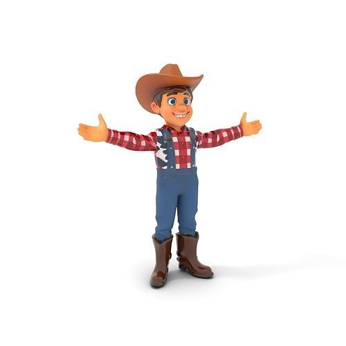 Cowboy Character Rigged and Animated D Model Low-poly 3D model