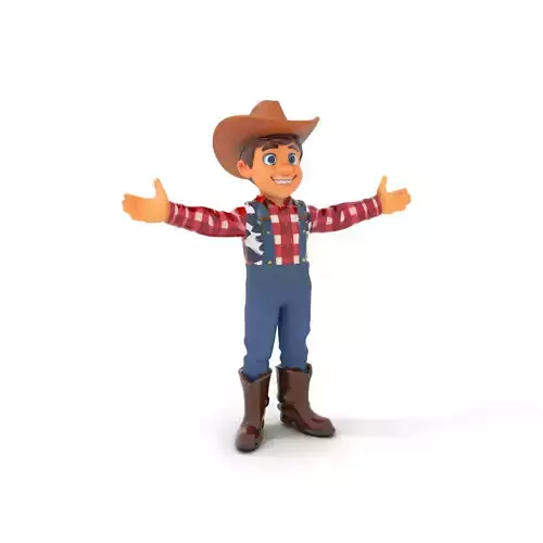 Cowboy Character Rigged and Animated D Model Low-poly 3D model