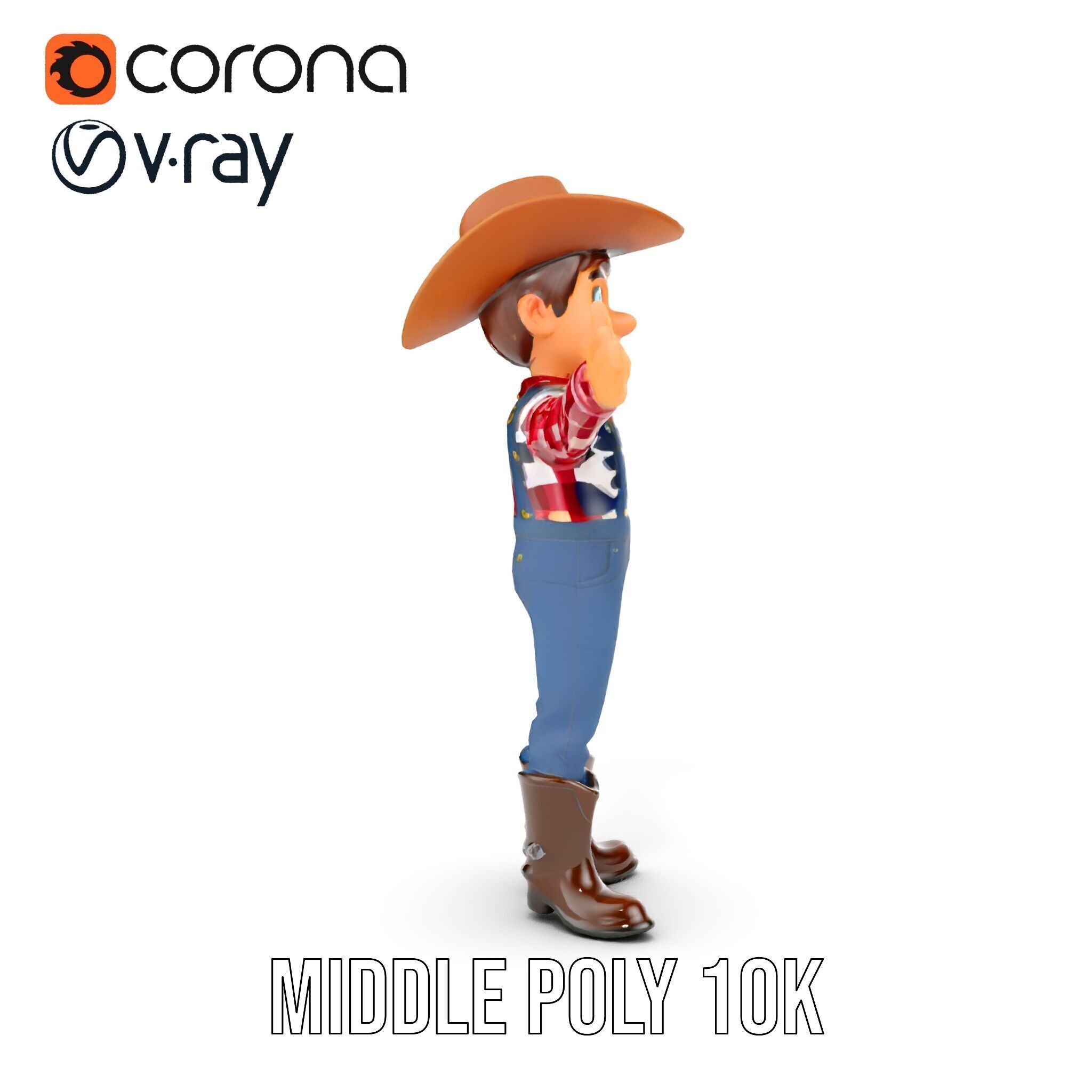 Cowboy Character Rigged and Animated D Model Low-poly 3D model_32