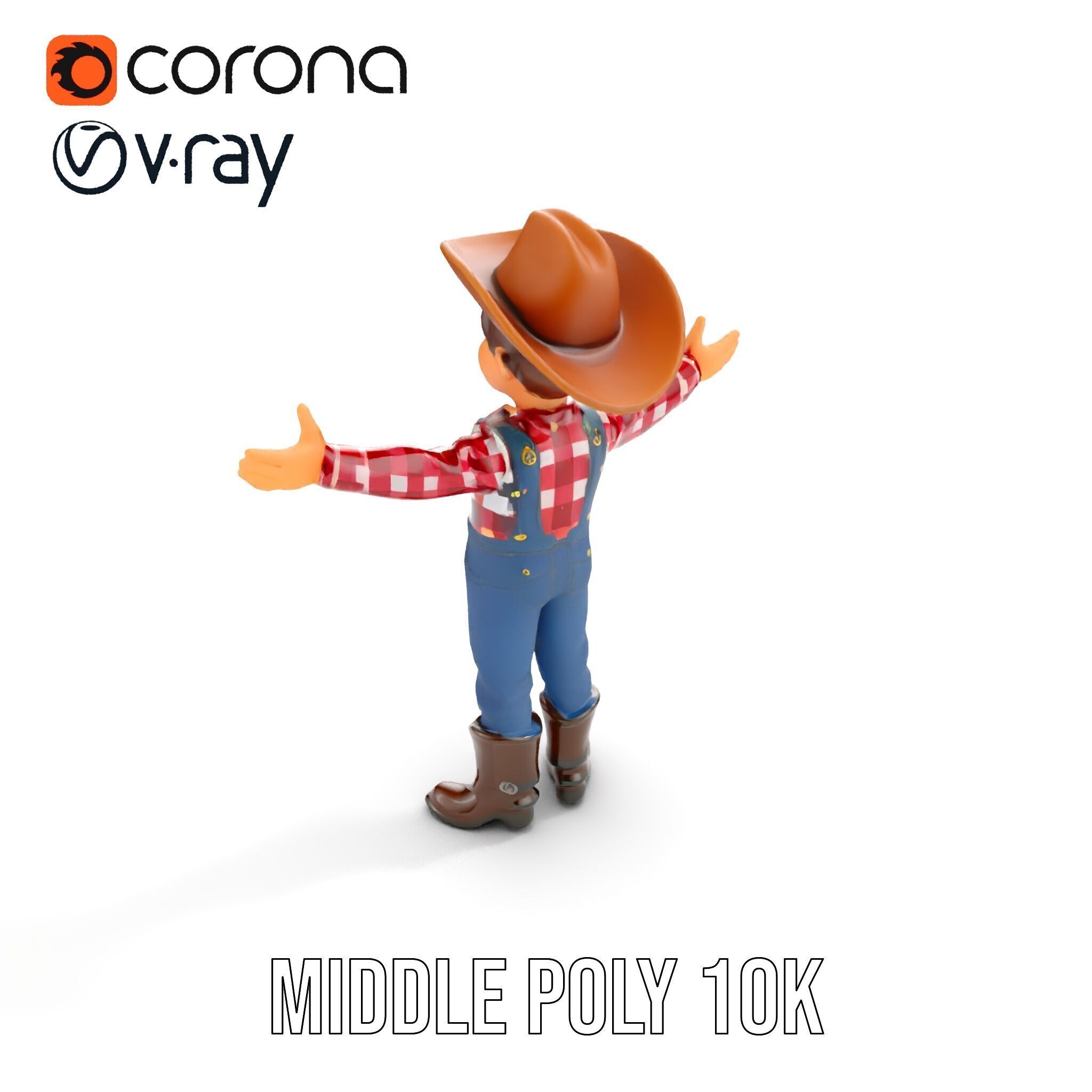 Cowboy Character Rigged and Animated D Model Low-poly 3D model_24