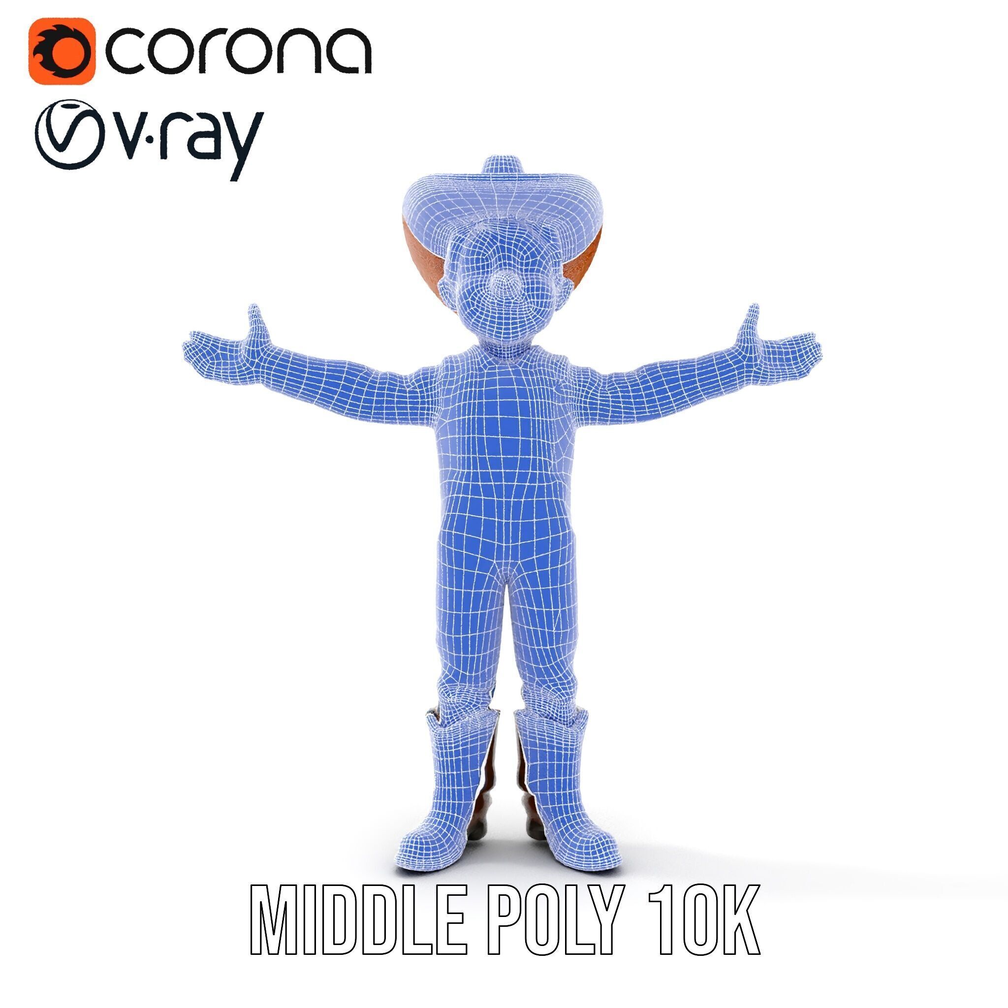 Cowboy Character Rigged and Animated D Model Low-poly 3D model_19