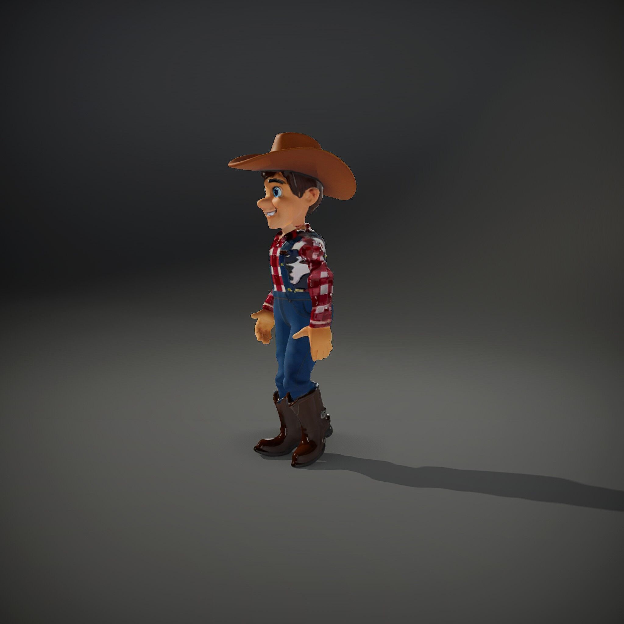 Cowboy Character Rigged and Animated D Model Low-poly 3D model_36