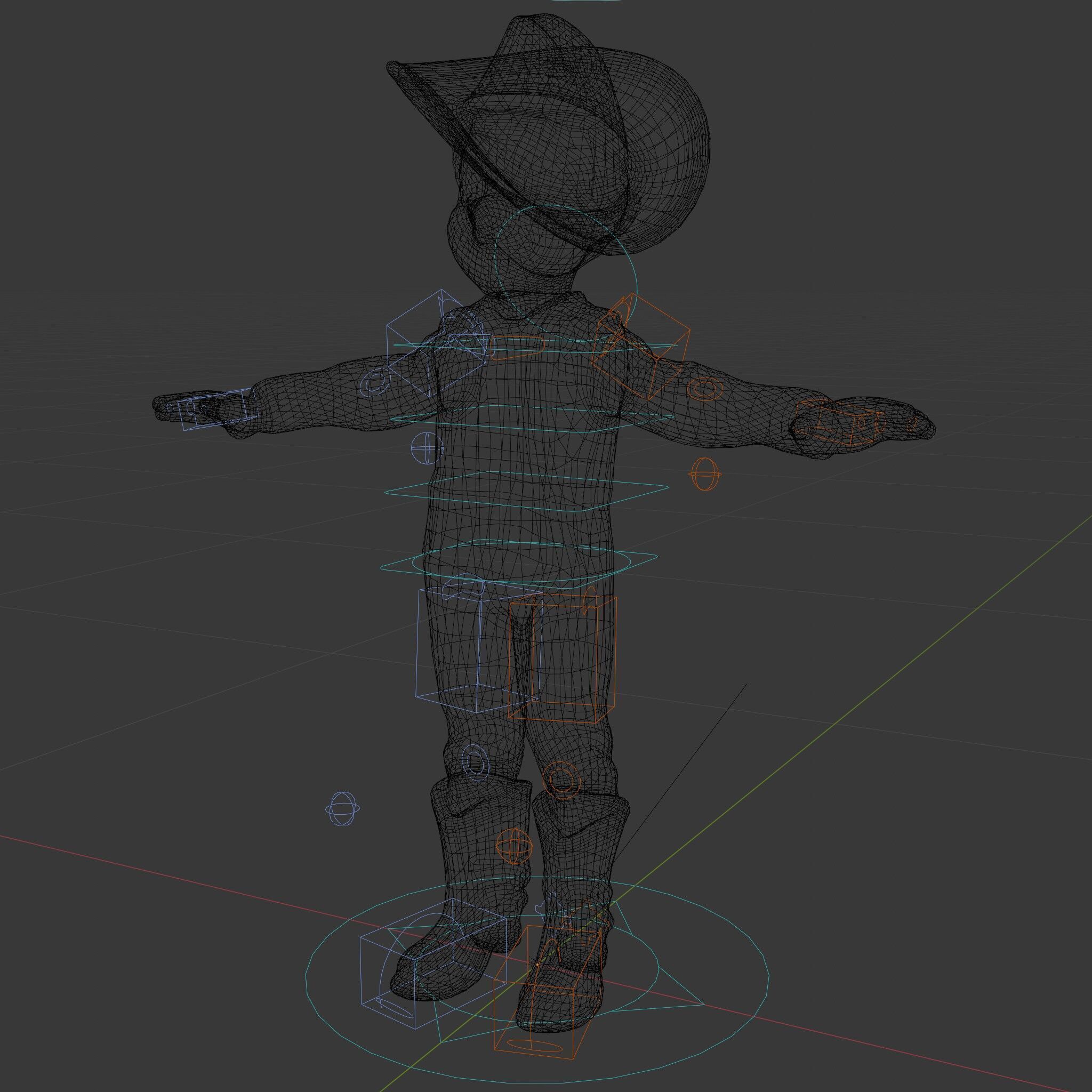 Cowboy Character Rigged and Animated D Model Low-poly 3D model_6