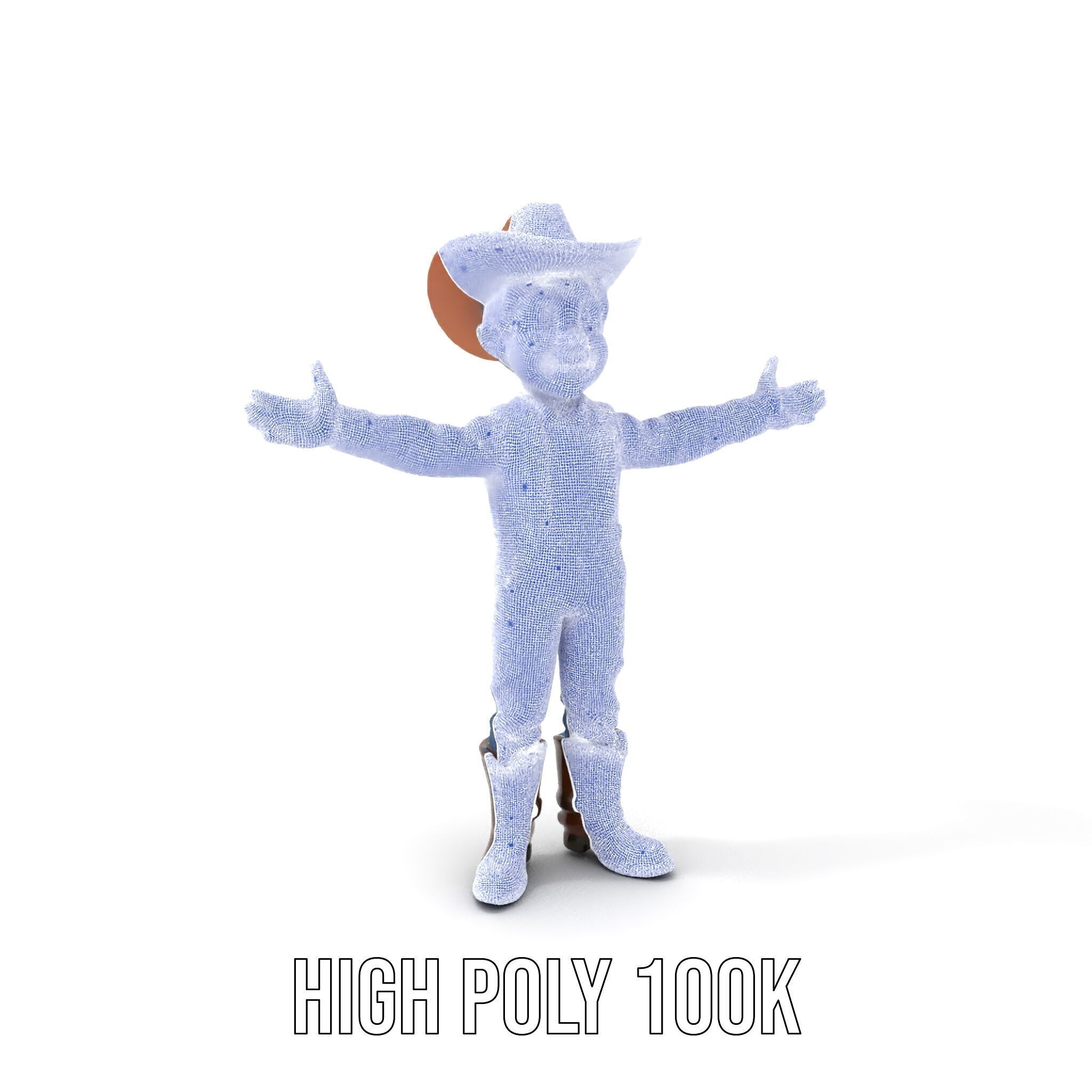Cowboy Character Rigged and Animated D Model Low-poly 3D model_4