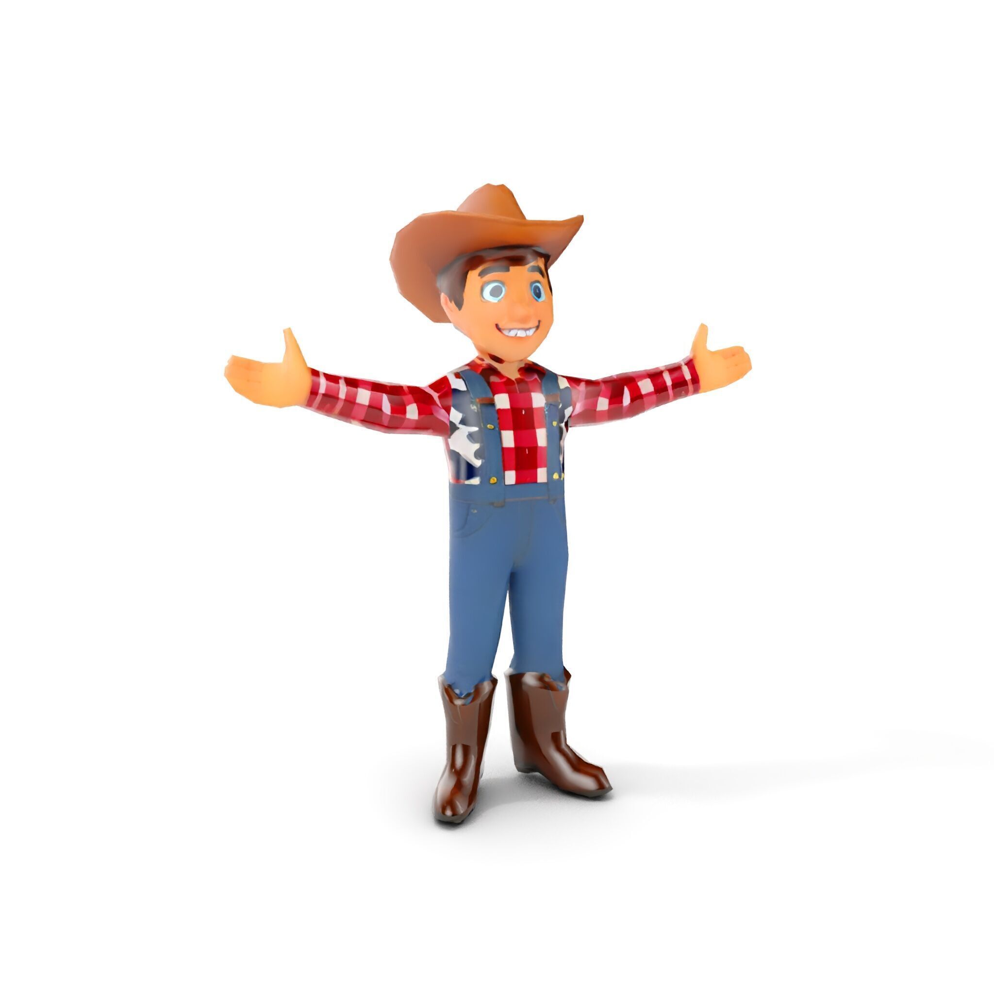 Cowboy Character Rigged and Animated D Model Low-poly 3D model_22