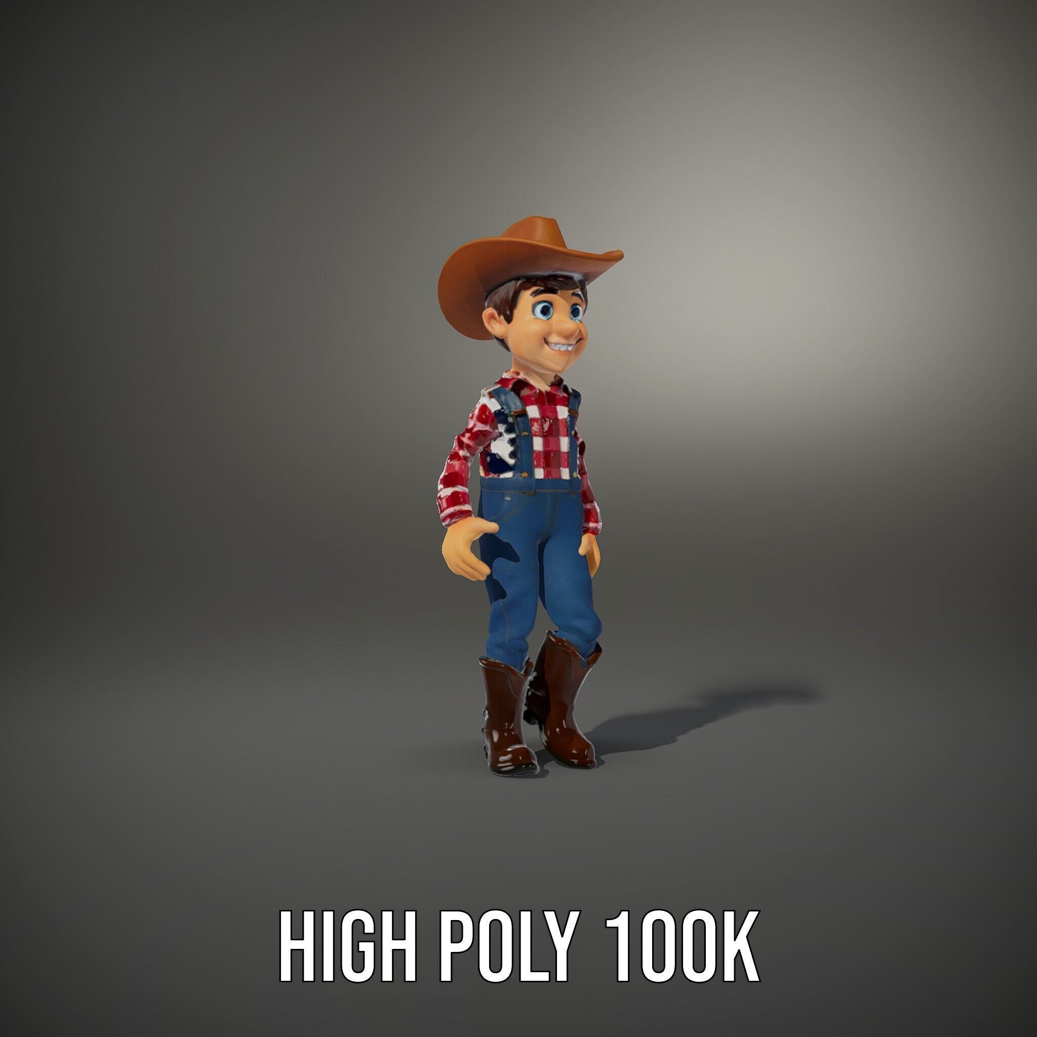 Cowboy Character Rigged and Animated D Model Low-poly 3D model_23