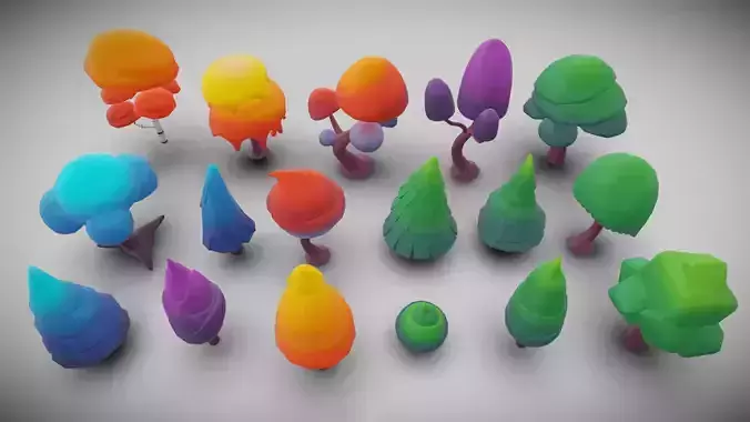 Stylized Fantasy Tree Pack Low Poly Nature Assets