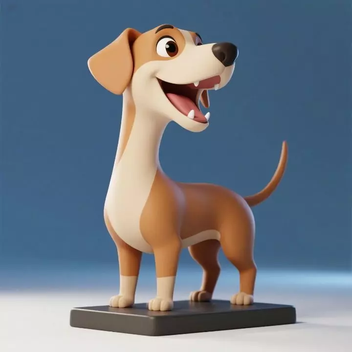 1084 Colorful Laughing Galgo Dog on Base pug 3D print model_0