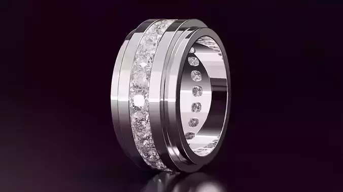 channel set cushion square eternity band N12 54EU size