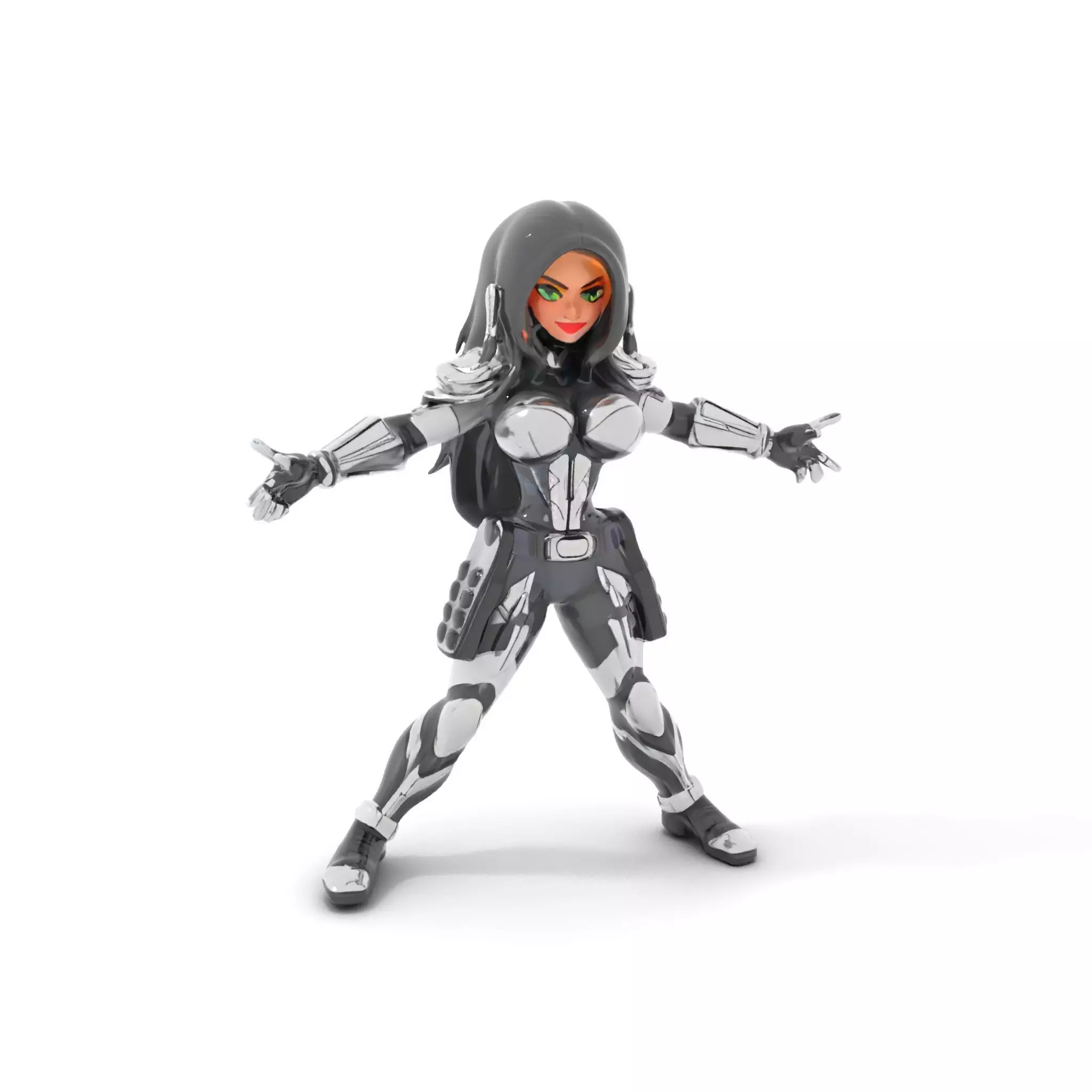 Futuristic Warrior Female Rigged and Animated D Character Model Low-poly 3D model