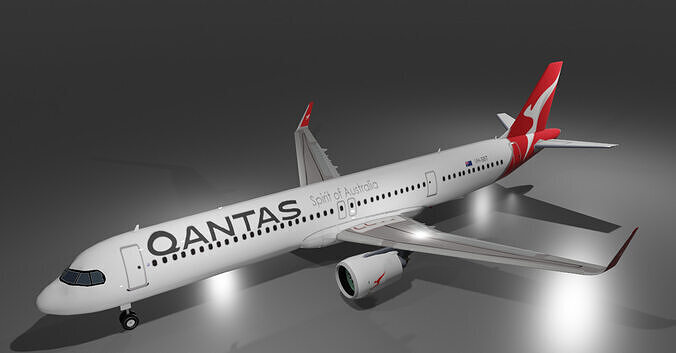 Qantas airbus a321 neo xlr low poly 3D Model Low-poly 3D model