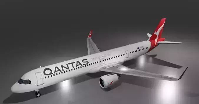 Qantas airbus a321 neo xlr low poly 3D Model