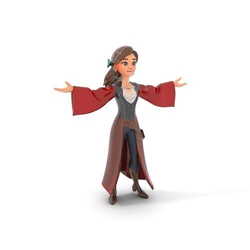Pirate Adventurer Female Character Rigged and Animated Low-poly 3D model