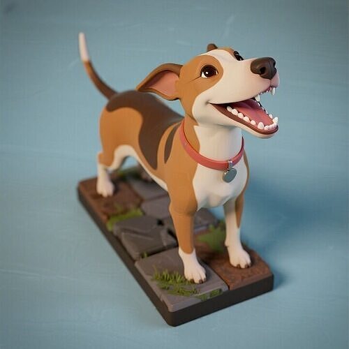 1085  Colorful Laughing   Galgo Dog on Base  poodle 3D print model