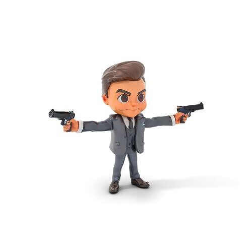 Cartoon Spy Character Rigged and Animated in Tuxedo with Dual... Low-poly 3D model
