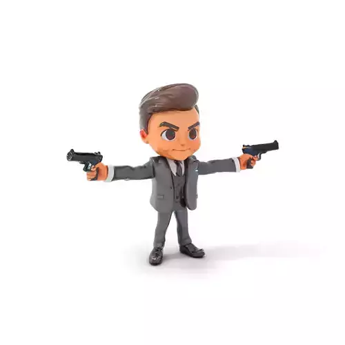 Cartoon Spy Character Rigged and Animated in Tuxedo with Dual... Low-poly 3D model