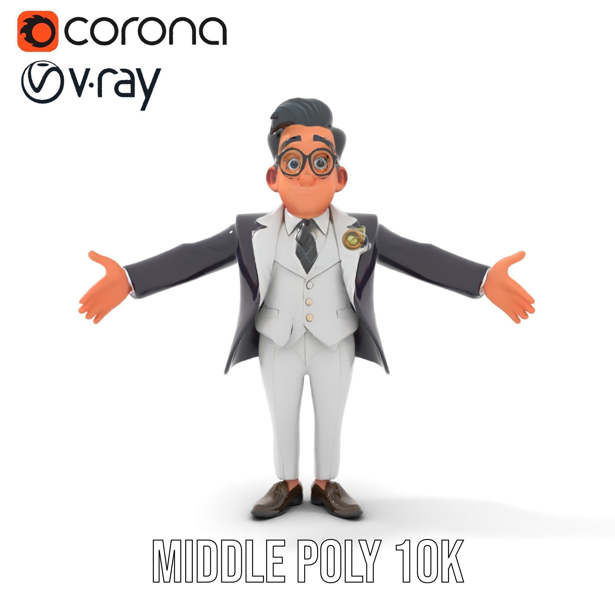 Charming Animated Businessman D Model  Rigged and Animated Low-poly 3D model_10