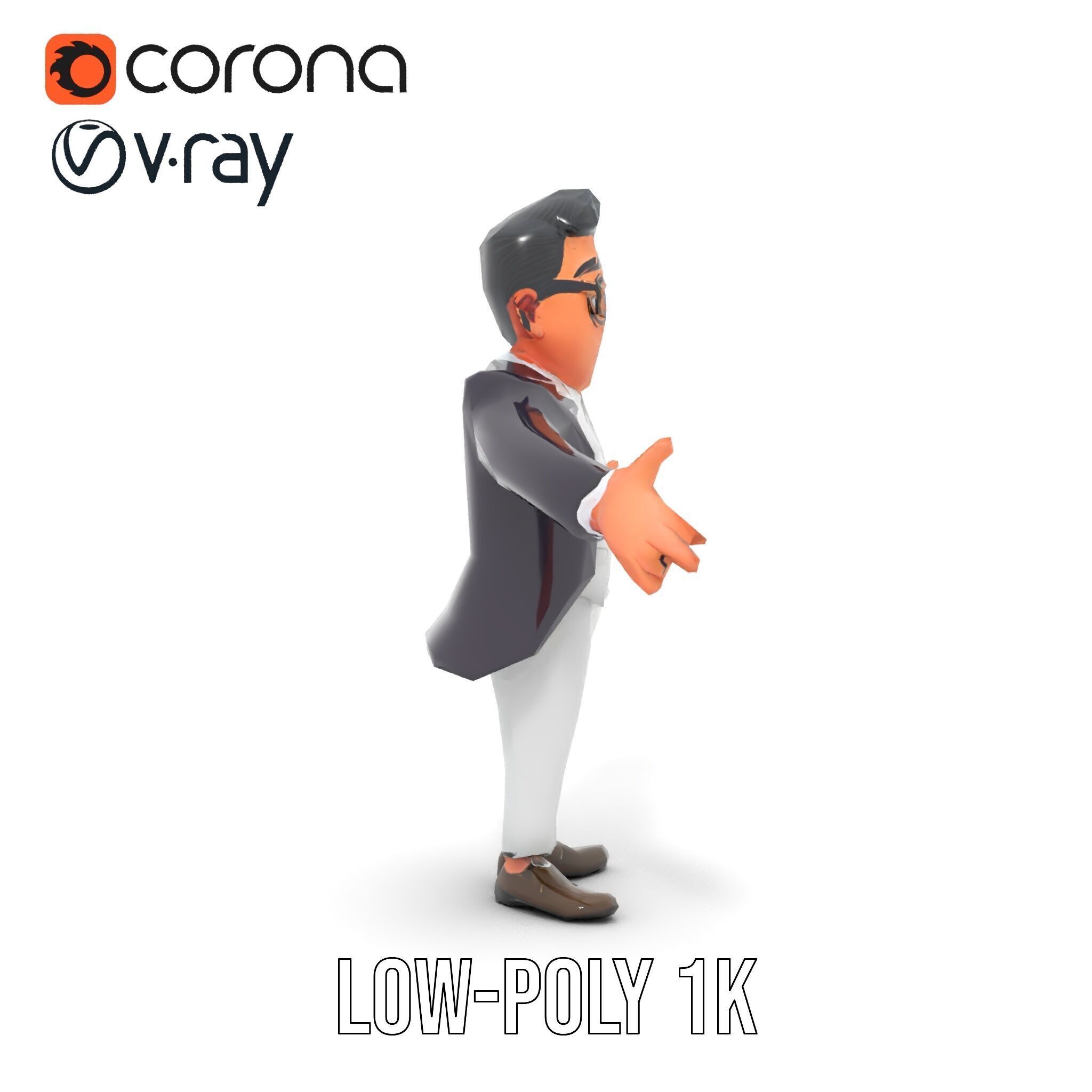 Charming Animated Businessman D Model  Rigged and Animated Low-poly 3D model_8