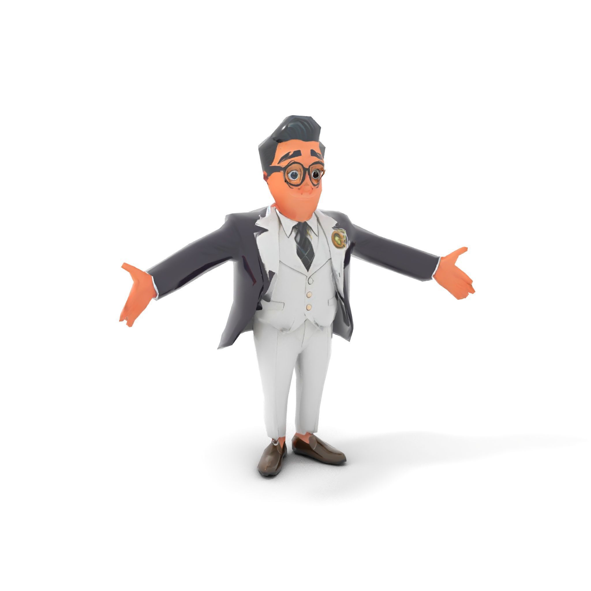 Charming Animated Businessman D Model  Rigged and Animated Low-poly 3D model_13