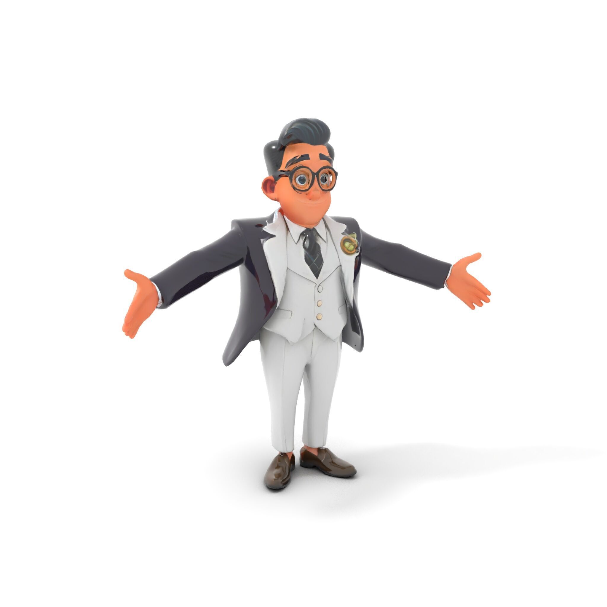 Charming Animated Businessman D Model  Rigged and Animated Low-poly 3D model_12
