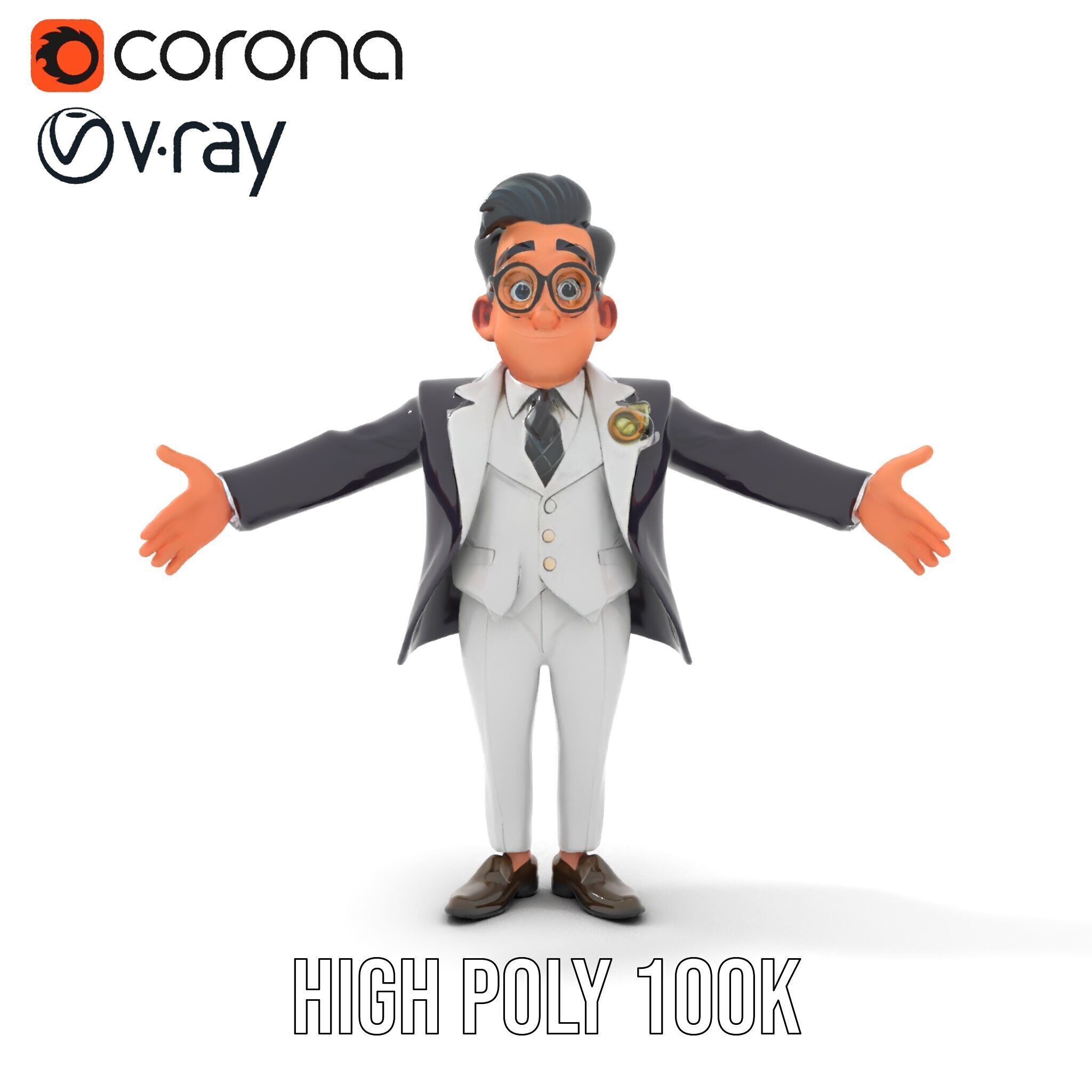 Charming Animated Businessman D Model  Rigged and Animated Low-poly 3D model_26