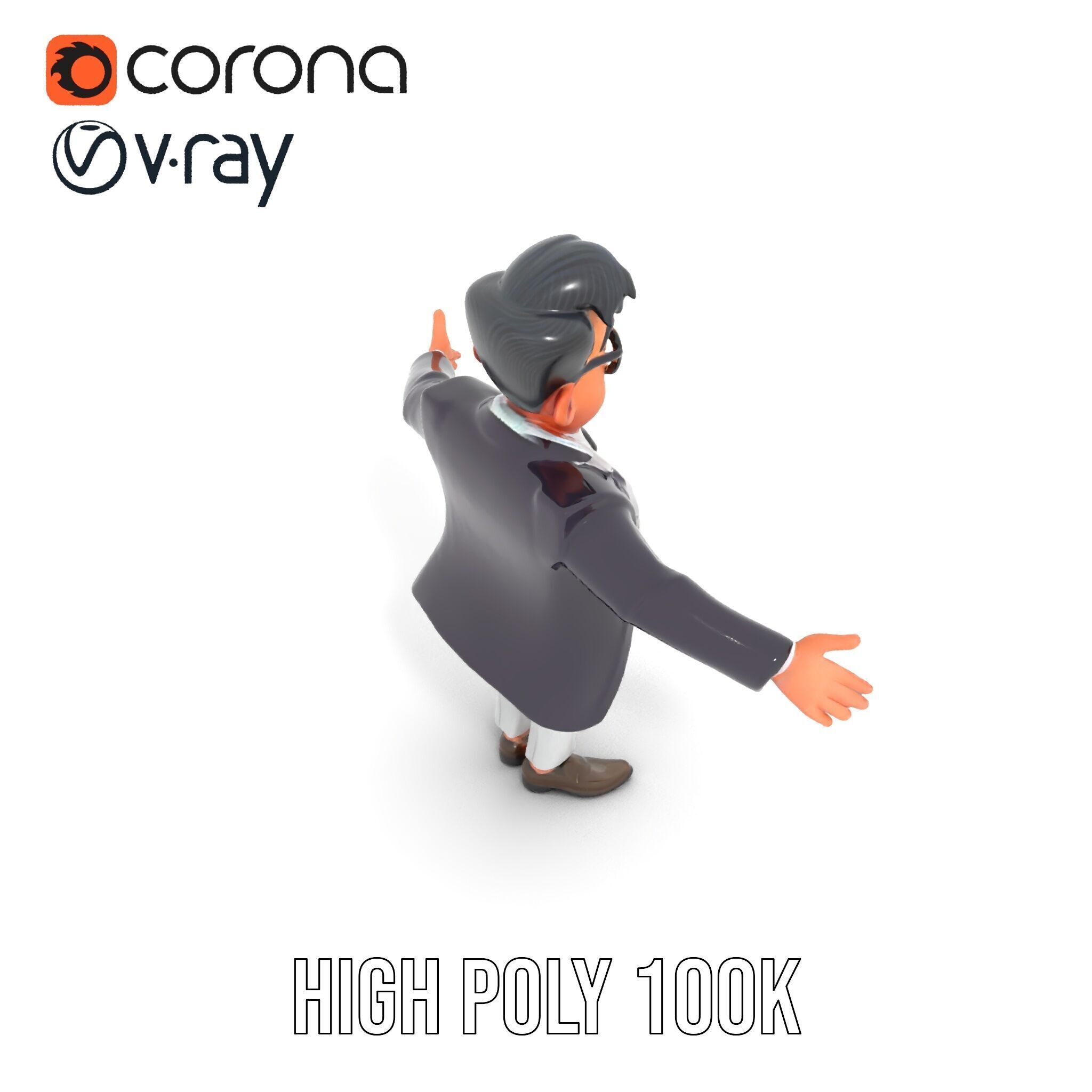 Charming Animated Businessman D Model  Rigged and Animated Low-poly 3D model_14