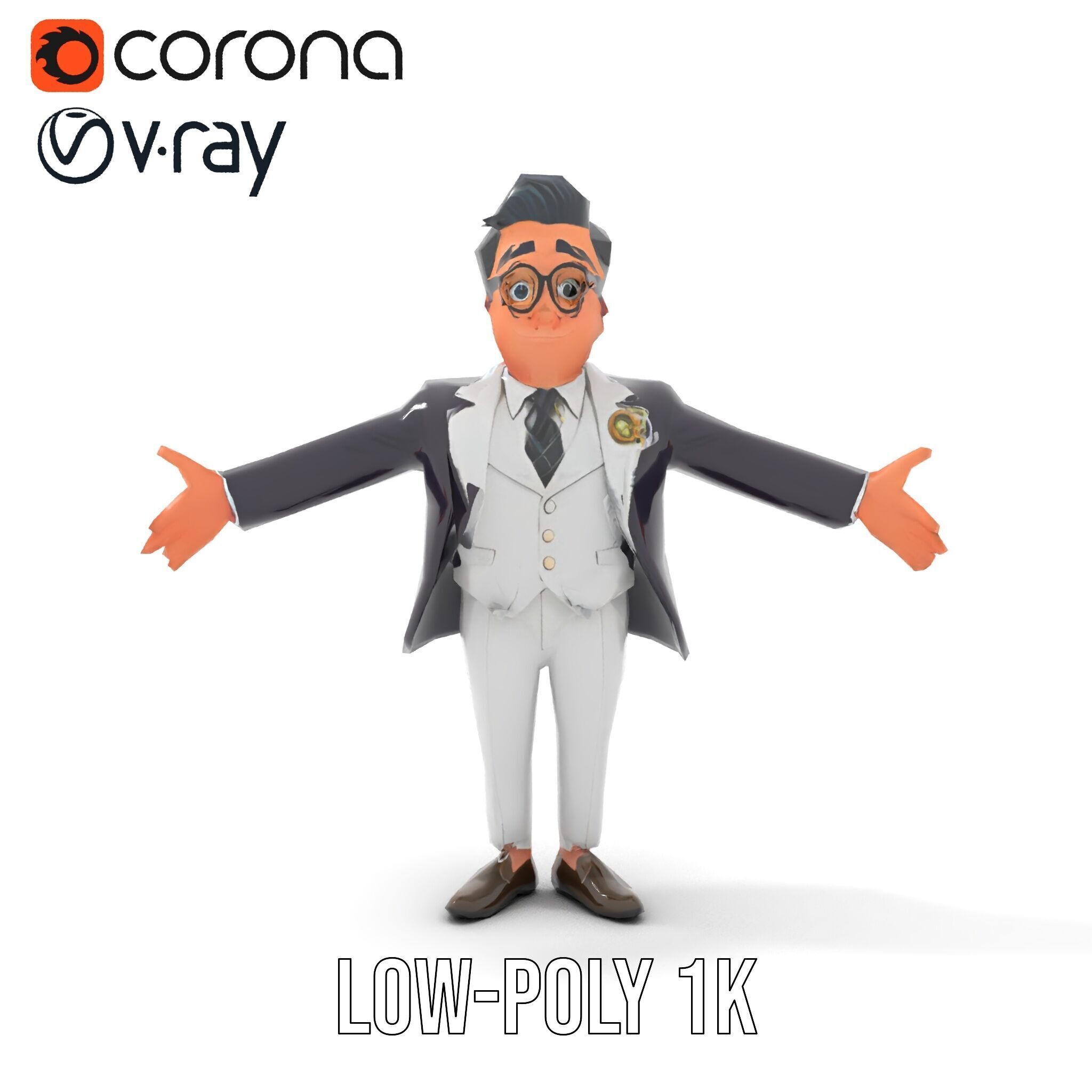 Charming Animated Businessman D Model  Rigged and Animated Low-poly 3D model_16