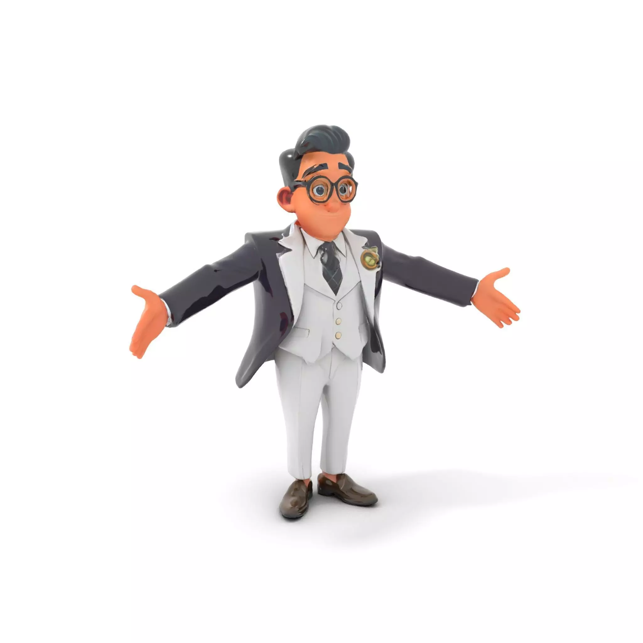 Charming Animated Businessman D Model  Rigged and Animated Low-poly 3D model_0
