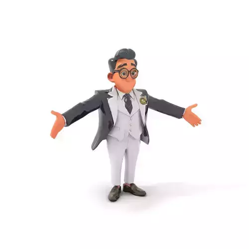 Charming Animated Businessman D Model  Rigged and Animated Low-poly 3D model
