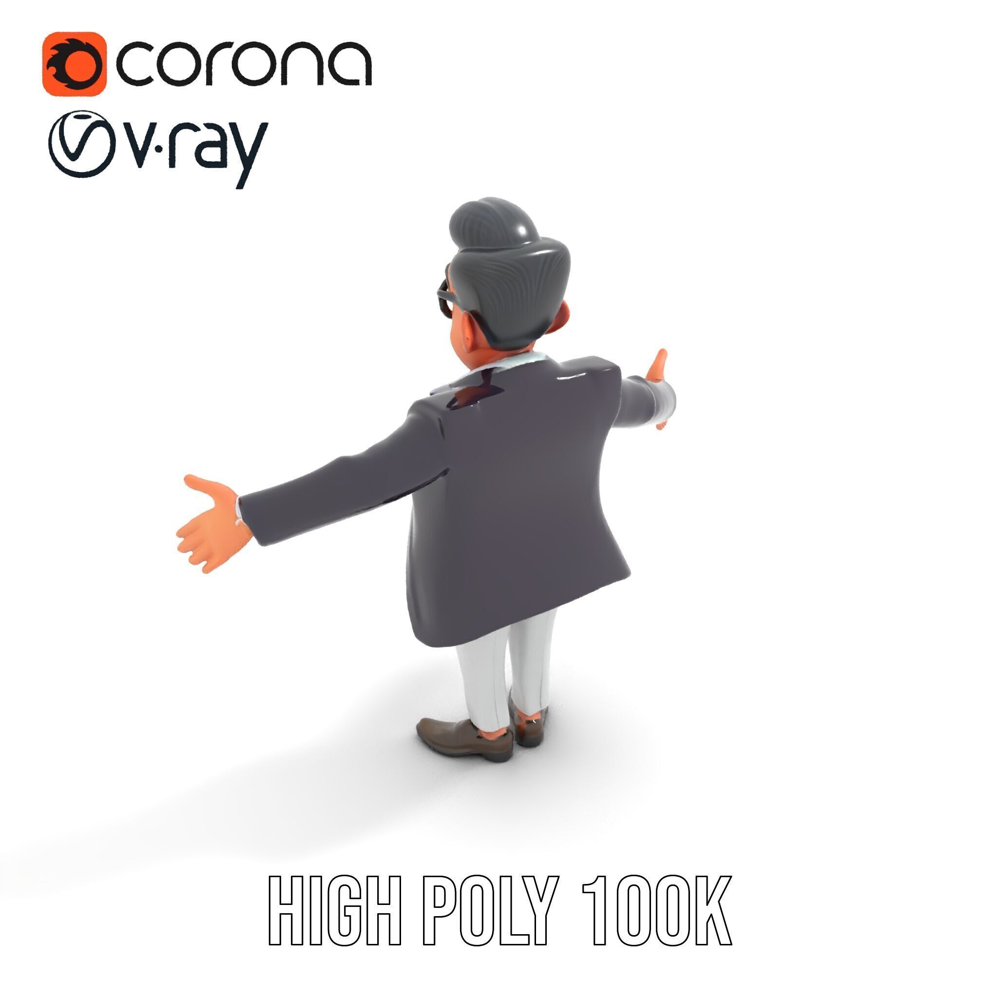 Charming Animated Businessman D Model  Rigged and Animated Low-poly 3D model_9