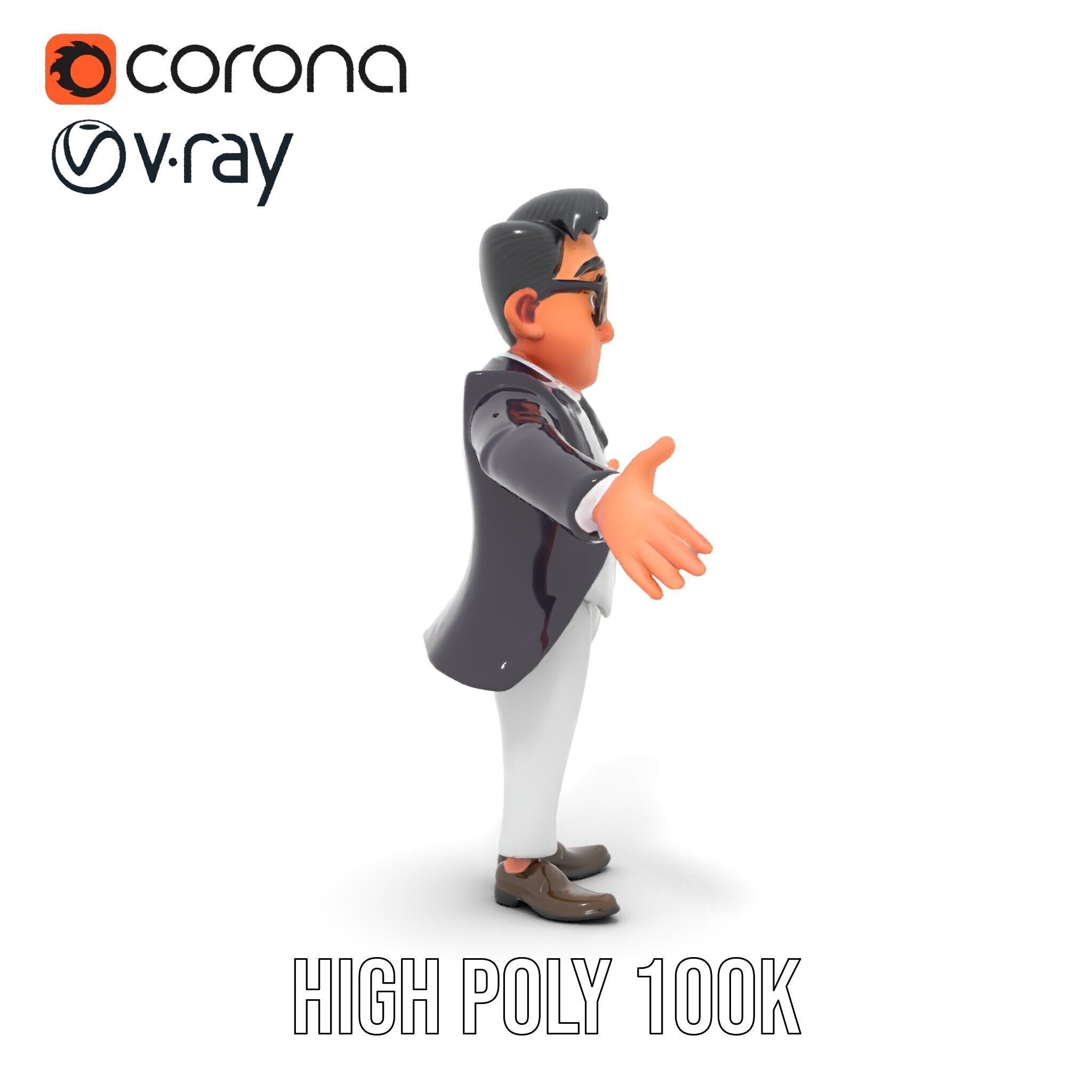 Charming Animated Businessman D Model  Rigged and Animated Low-poly 3D model_20