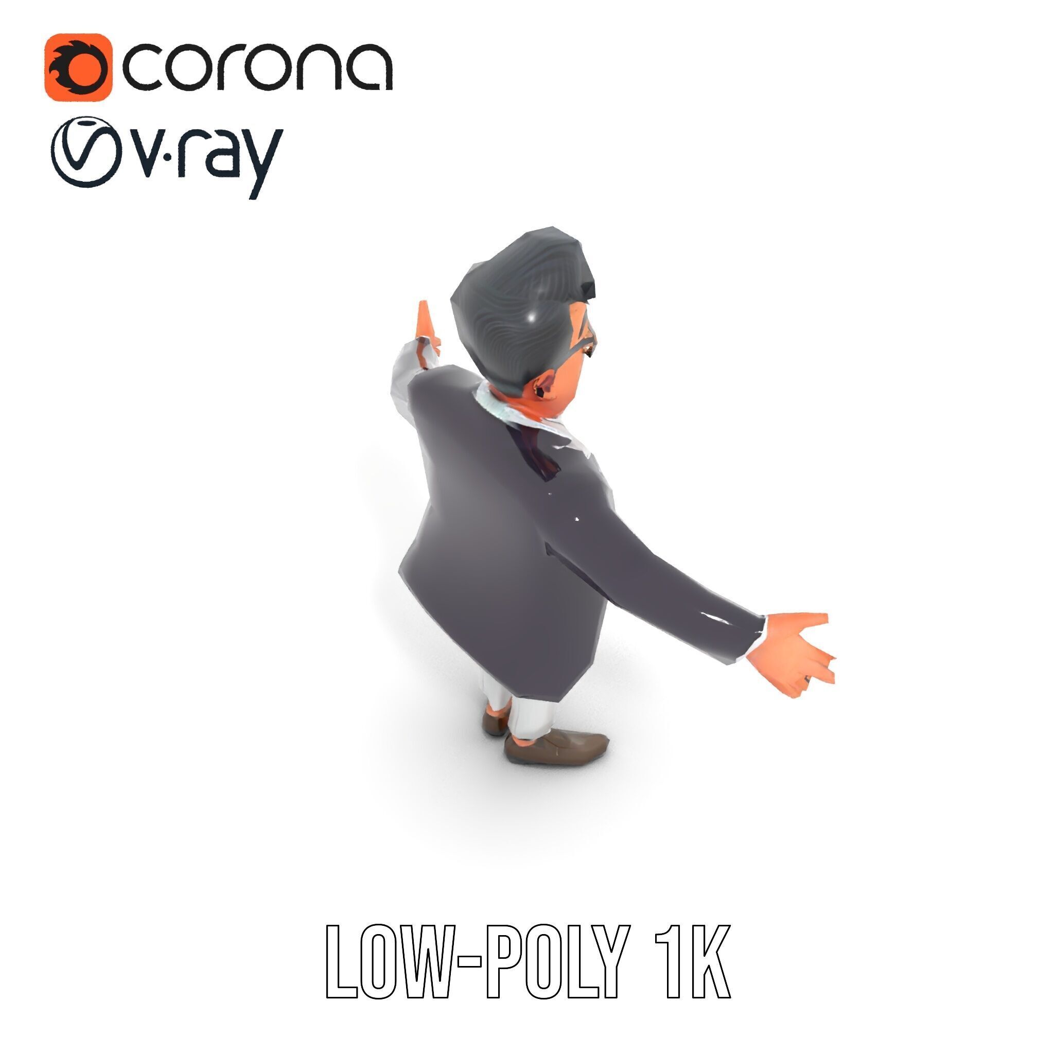 Charming Animated Businessman D Model  Rigged and Animated Low-poly 3D model_11