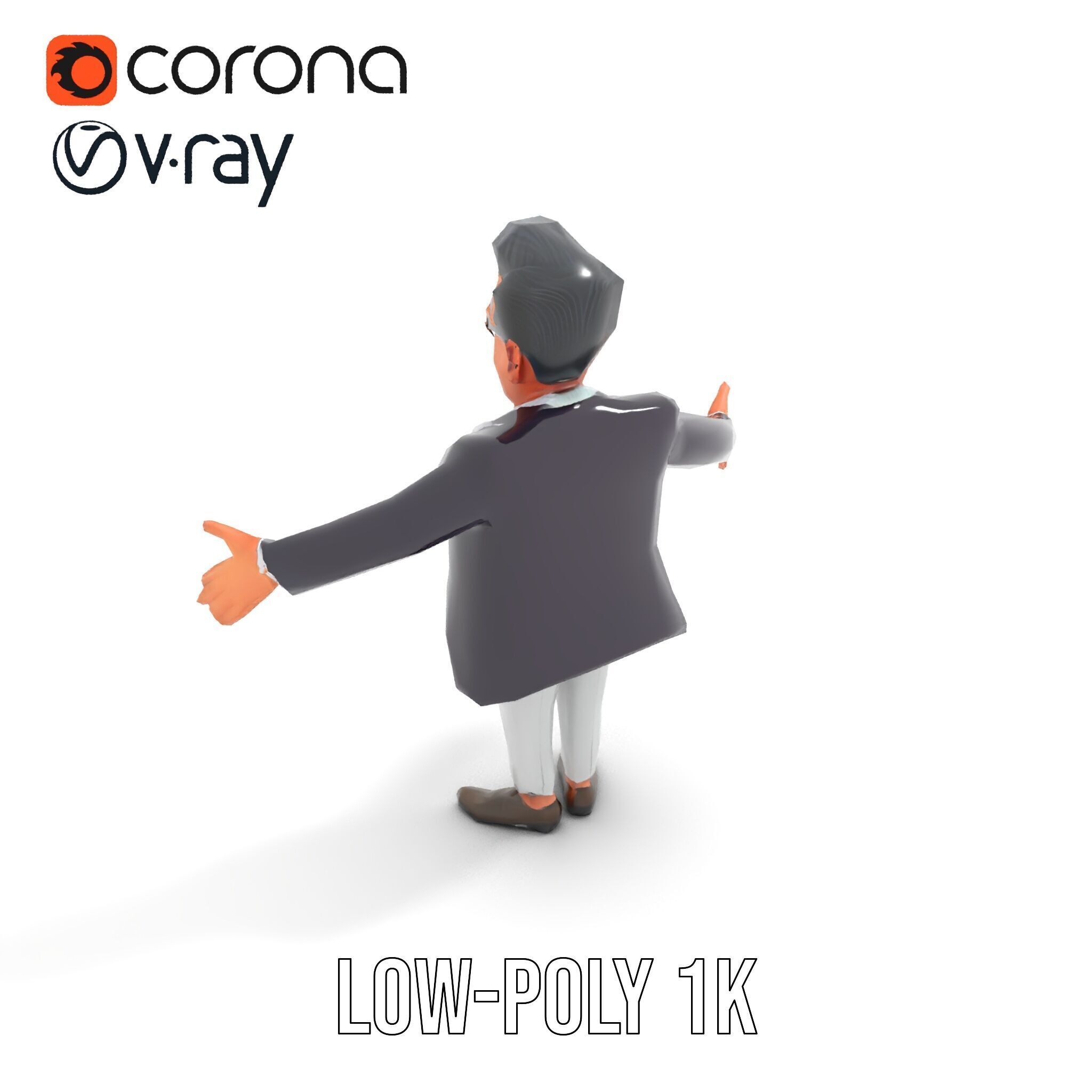 Charming Animated Businessman D Model  Rigged and Animated Low-poly 3D model_22