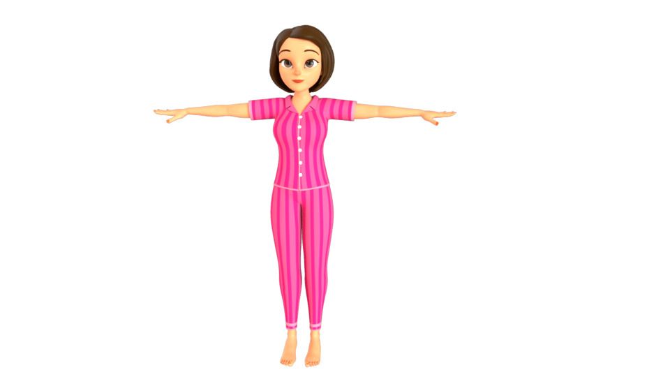 Cartoon Girl Rigged 3D model_1
