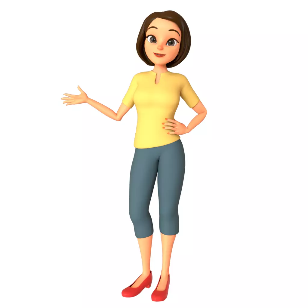 Cartoon Girl Rigged 3D model_0