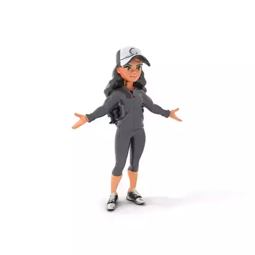 Sporty Female Athlete Rigged and Animated D Model Low-poly 3D model