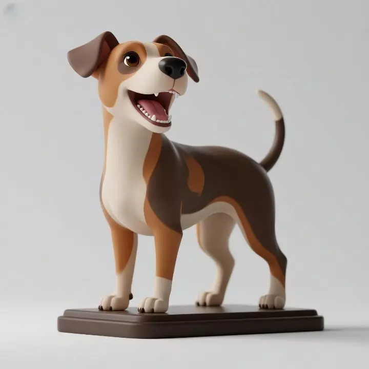 1086 Colorful Laughing Galgo Dog on Base pug 3D print model_0