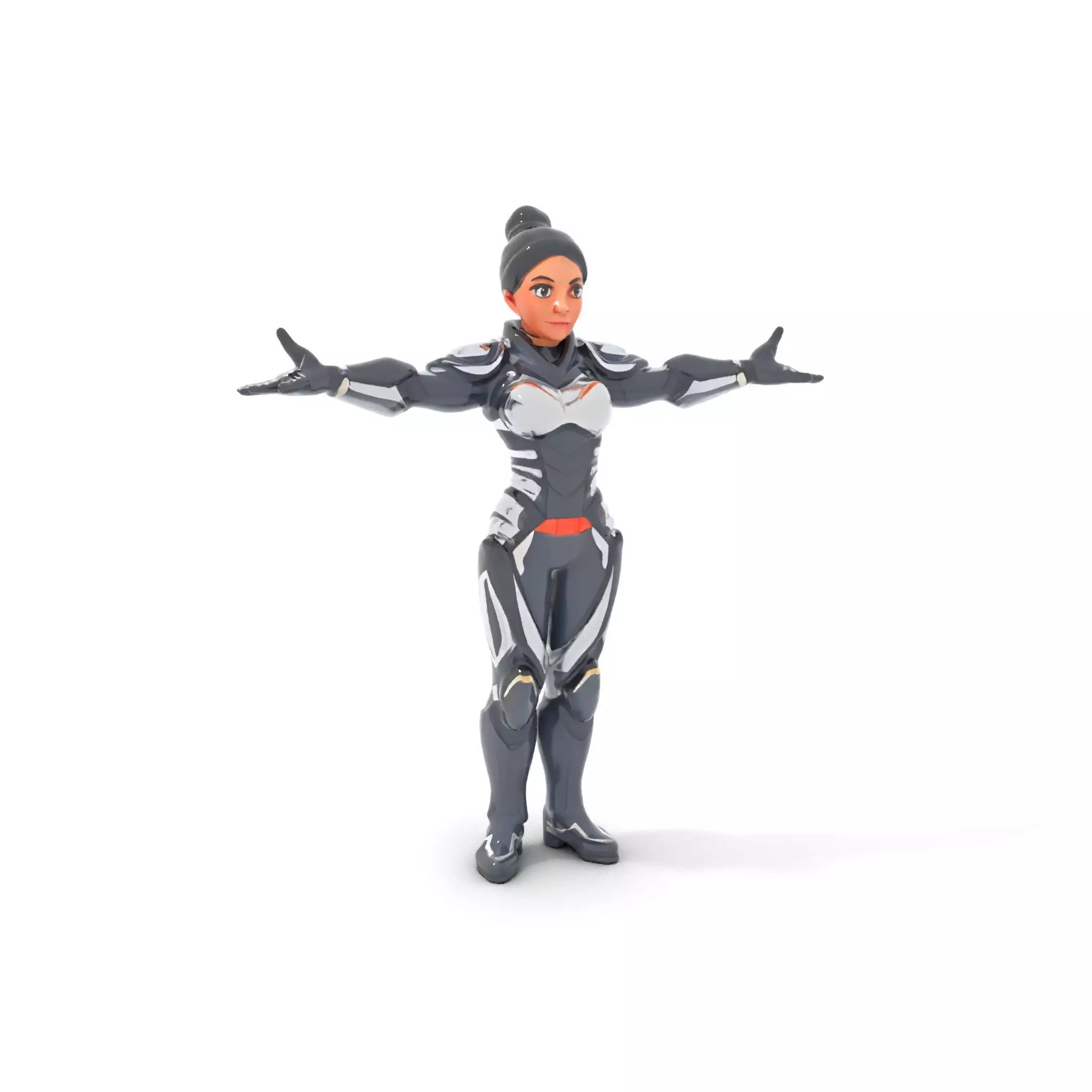 Futuristic Armored Female Character Rigged and Animated Low-poly 3D model