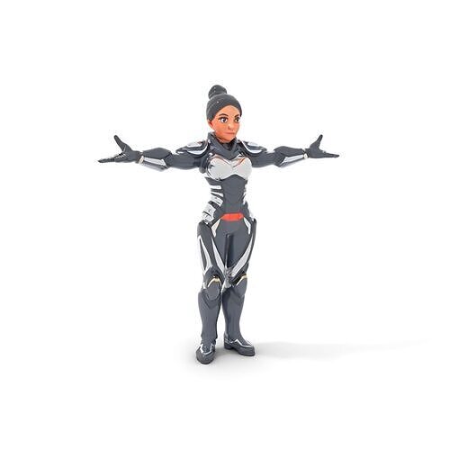 Futuristic Armored Female Character Rigged and Animated Low-poly 3D model