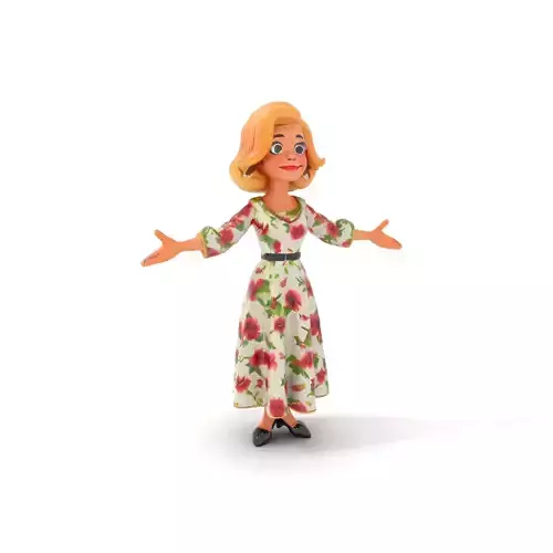 Animated D Character Model  Flower Dress Woman Rigged and Ani... Low-poly 3D model