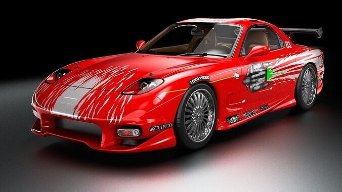 The Fast Furious 1993 Mazda RX7 FD Low-poly 3D model